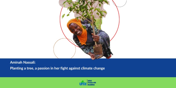 Aminah planting a tree, a passion in her fight against climate change.